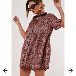 Cute pink cheetah mini smock dress